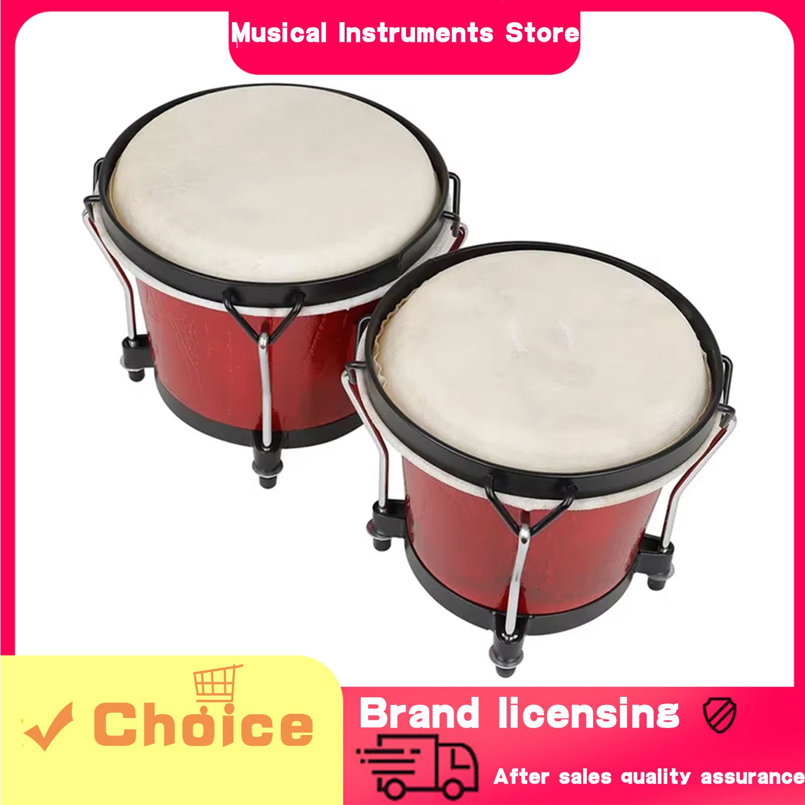 Musical Instrument Percussion - IRIN African Bongo Drums Wooden Clear
