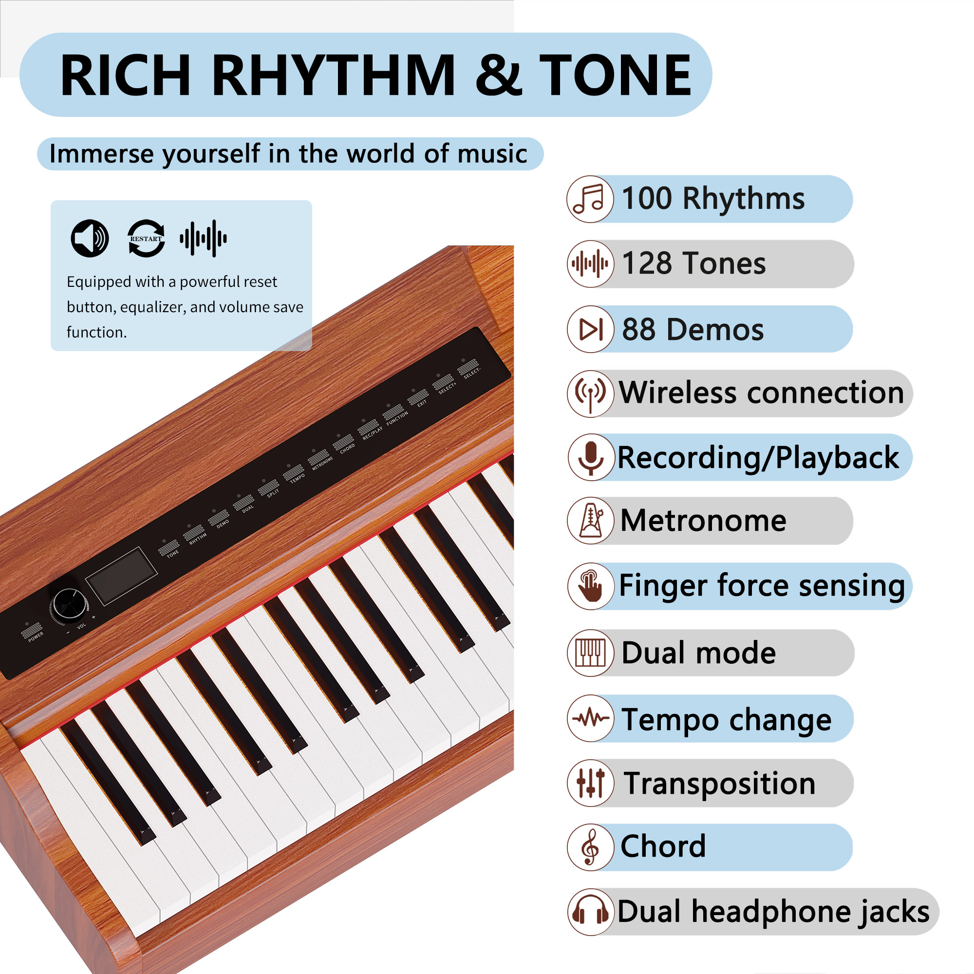 Upright Digital Piano 88 Weigh - đánh giá và giá Musical Instrument Keyboard Price