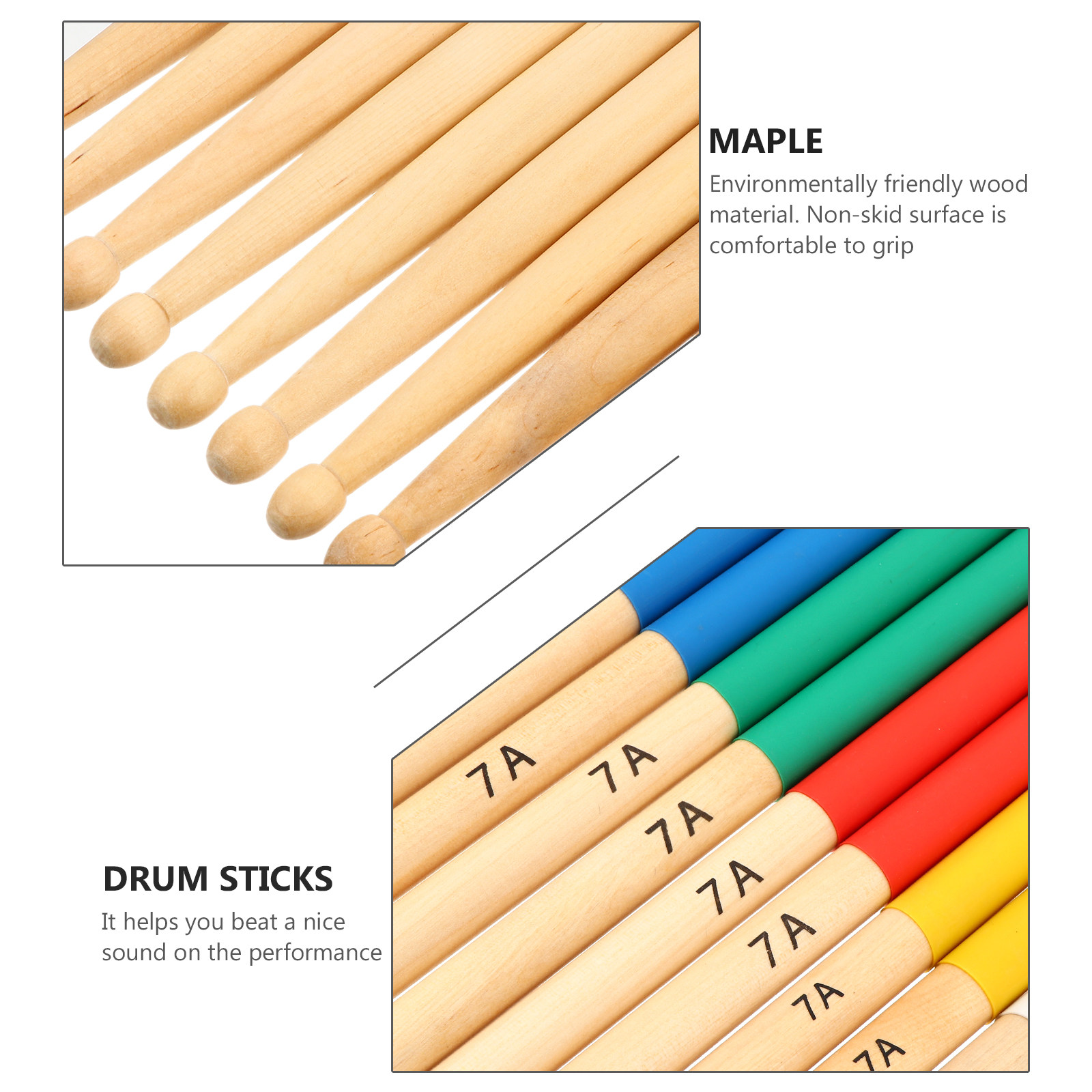 6Pairs Wood Drumsticks Non-Ski - đánh giá và giá Musical Instrument Band